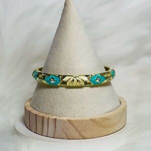 Turquoise Flower Enamel Cloisonne Bracelet Bangle Style 1